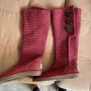 Pink knit ugg boots